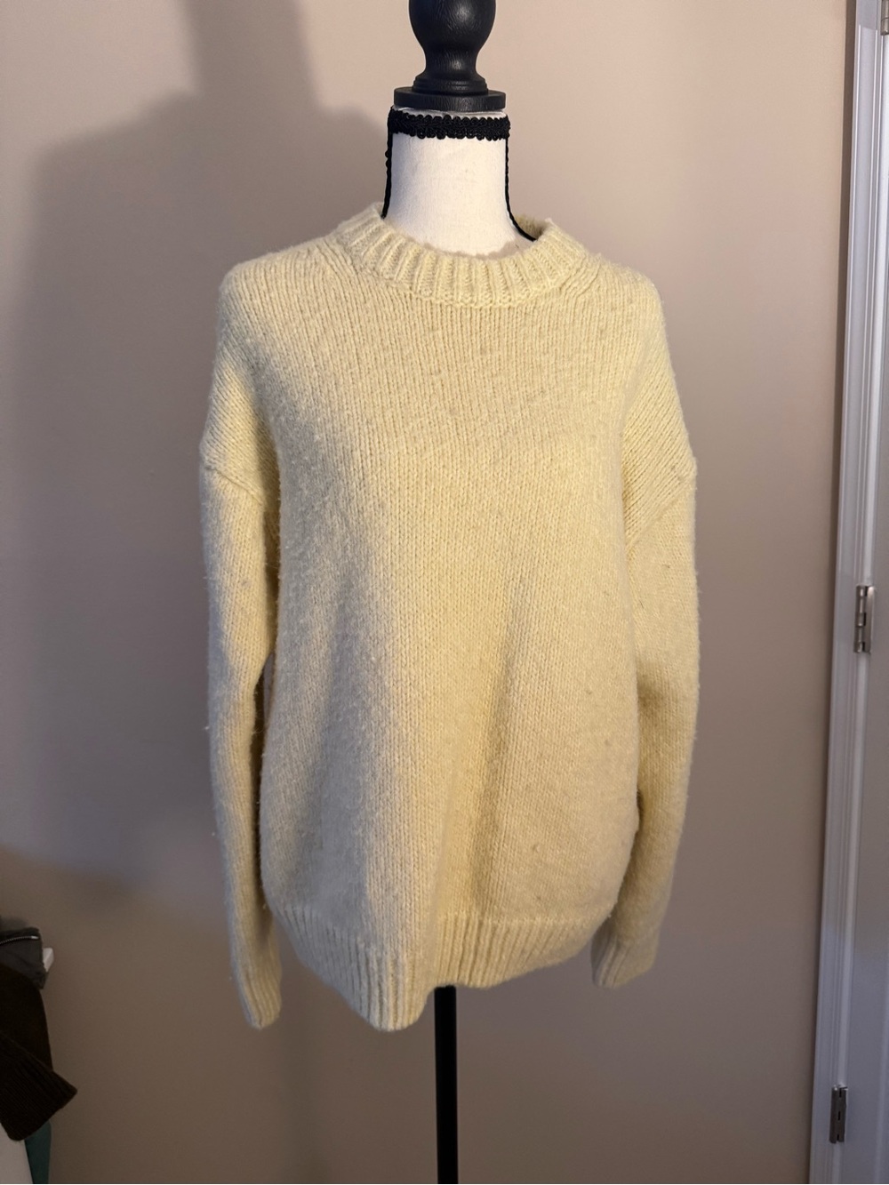 Divided Pale Yellow Crewneck Sweater